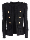 BALMAIN DOUBLE BREASTED TWEED JACKET,10812352