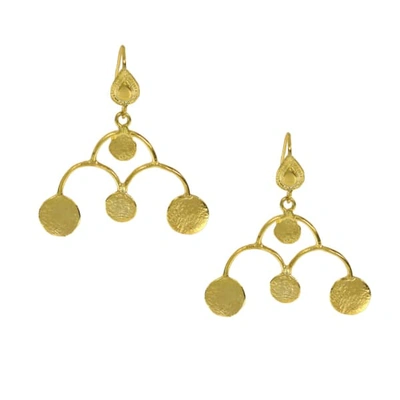 Ottoman Hands Gold Coin Chandelier Drop Earrings