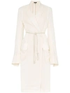 ANN DEMEULEMEESTER LOOSE FIT TIE WAIST MID-LENGTH TRENCH COAT