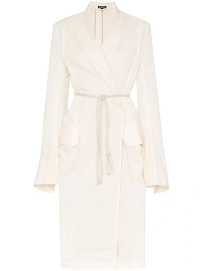 Ann Demeulemeester Loose Fit Tie Waist Mid Length Trench Coat - 大地色 In Neutrals