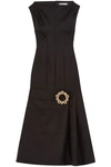 JACQUEMUS JACQUEMUS WOMAN LA ROBE CLAUDE EMBELLISHED WOOL AND COTTON-BLEND MIDI DRESS BLACK,3074457345619866454