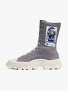 ADIDAS ORIGINALS ADIDAS BY RAF SIMONS WHITE AND GREY X RAF SIMONS DETROIT LEATHER HIGH TOP SNEAKERS,EE794213698528