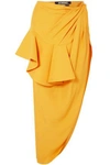 JACQUEMUS JACQUEMUS WOMAN LA JUPE SOL ASYMMETRIC RUFFLED CANVAS MAXI SKIRT MARIGOLD,3074457345619849506