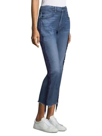 3x1 Women's W3 Authentic Mid-rise Straight-leg Cropped Jeans In Spanish Fringe