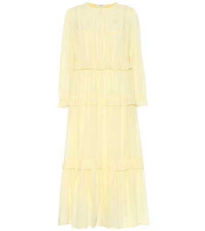Isabel Marant Étoile Aboni Embroidered Cotton-voile Maxi Dress In Yellow