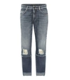 DOLCE & GABBANA DISTRESSED MID-RISE CROPPED JEANS,P00353652