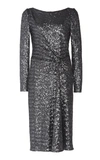 JENNY PACKHAM ALISSE GATHERED WAIST SEQUIN DRESS,KKD113M