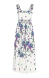 ANDREW GN LACE-TRIMMED FLORAL-PRINT SILK MIDI DRESS,725492