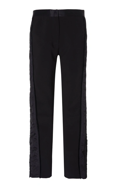 Mugler Cropped Flare Crepe Trousers In Black