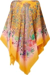 ETRO FLO PRINTED SILK-CREPE PONCHO