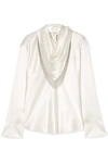 ALEXANDER WANG CHAIN-EMBELLISHED SILK-SATIN BLOUSE