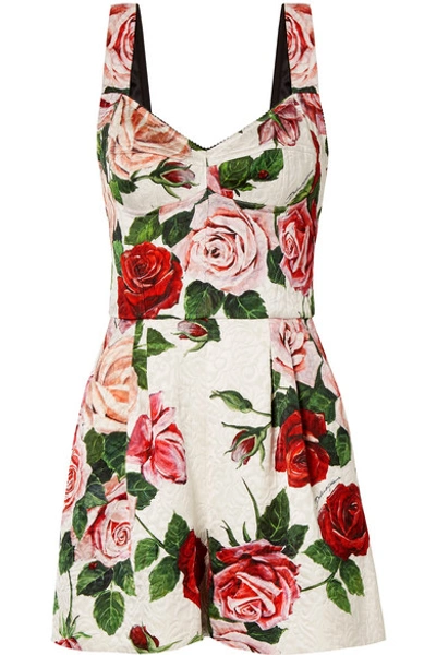 Dolce & Gabbana Floral-print Brocade Playsuit In Floral Print