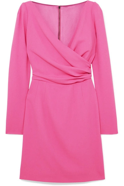 Dolce & Gabbana Wrap-effect Draped Stretch-crepe Mini Dress In Hot Pink