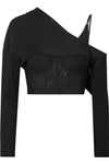 ALEXANDER WANG DRAPED MODAL-JERSEY, LACE AND TULLE TOP