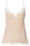 CARINE GILSON CHANTILLY LACE-TRIMMED SILK-GEORGETTE CAMISOLE