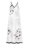 CARINE GILSON CHANTILLY LACE-TRIMMED FLORAL-PRINT SILK-SATIN NIGHTDRESS