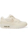 NIKE AIR MAX 1 LEATHER AND CANVAS SNEAKERS