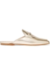 TOD'S EMBELLISHED METALLIC LEATHER SLIPPERS