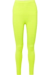 ADAM SELMAN SPORT Neon ribbed-knit leggings