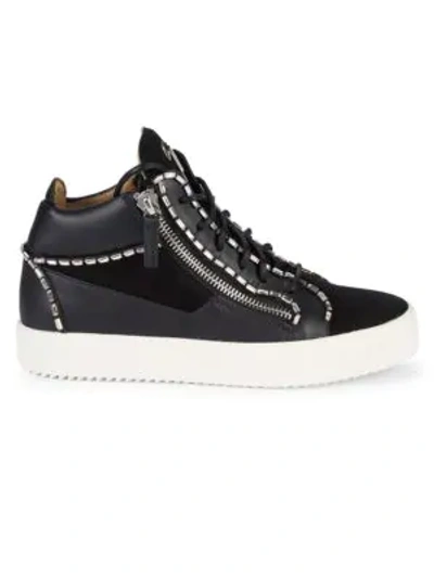 Giuseppe Zanotti Jewel Trim High-top Sneakers In Black