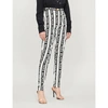 BALMAIN LOGO-STRIPED HIGH-RISE SKINNY COTTON-BLEND TROUSERS