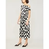 OSCAR DE LA RENTA ONE-SHOULDER RUFFLED CHECKED SILK-SATIN DRESS