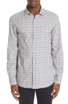 ERMENEGILDO ZEGNA SLIM FIT PLAID LINEN & COTTON SPORT SHIRT,119USX42-SRF5-270