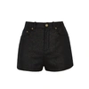 SAINT LAURENT Black metallic-weave wool-blend shorts