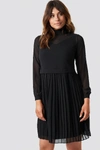 TRENDYOL PLEATED MIDI DRESS - BLACK