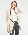 ANN TAYLOR PETITE PIPED DRAPED OPEN CARDIGAN,492169