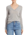 Theory V-neck Long-sleeve Cashmere Sweater In Flint Gray