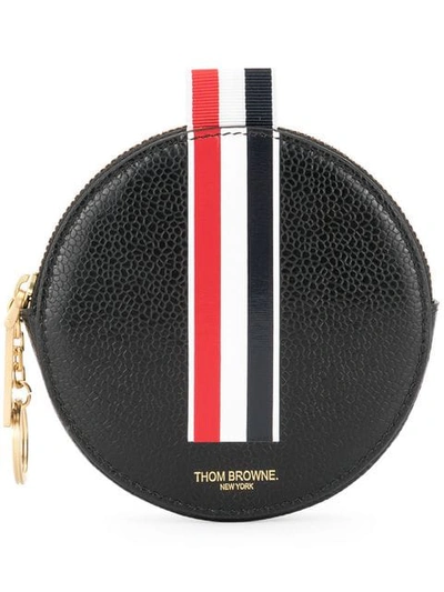 Thom Browne Round Leather Coin Purse In Black