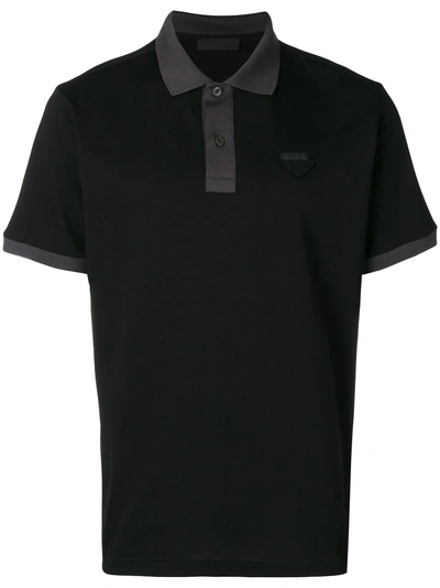 Prada Grey Trim Polo Shirt - 黑色 In Black
