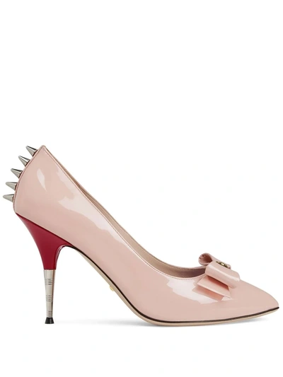 Gucci Patent Leather Pump With Bow In Pink