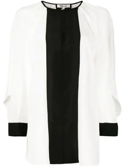 Diane Von Furstenberg Aime Two-tone Cut Out Tunic In White