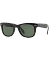 Ray Ban Ray-ban Sunglasses, Rb4105 Folding Wayfarer In Shiny Black/green