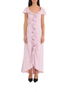 Sies Marjan Portia Ruffled Ruched Crepe Marocain Midi Dress In Rosa