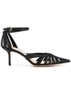 Jimmy Choo Travis 65 Black Metallic Nappa Leather Strappy Pump With A Pointed Toe