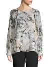 CALVIN KLEIN FLORAL RAGLAN-SLEEVE BLOUSE,0400010093427