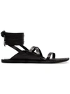 ANN DEMEULEMEESTER ANN DEMEULEMEESTER BLACK LACE UP LEATHER SANDALS - 黑色