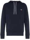 Maison Kitsuné Navy Hooded Cotton Sweatshirt In Blue