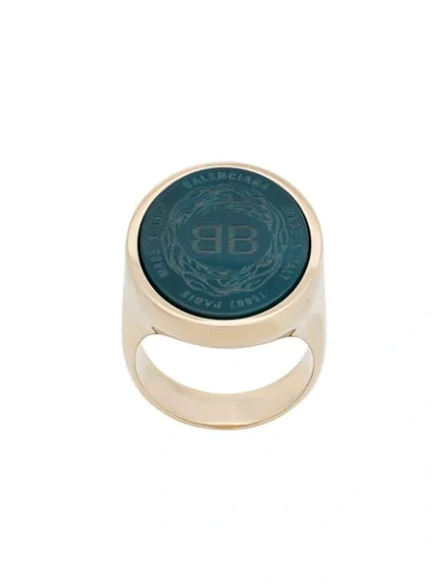 Balenciaga Oval Chevalier Ring In Silver