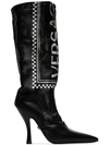 VERSACE BLACK LOGO 105 LEATHER BOOTS