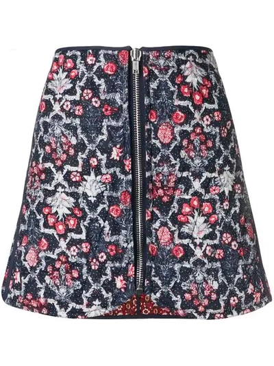 Isabel Marant Étoile Marily Floral Linen Quilted Mini Skirt In Midnight
