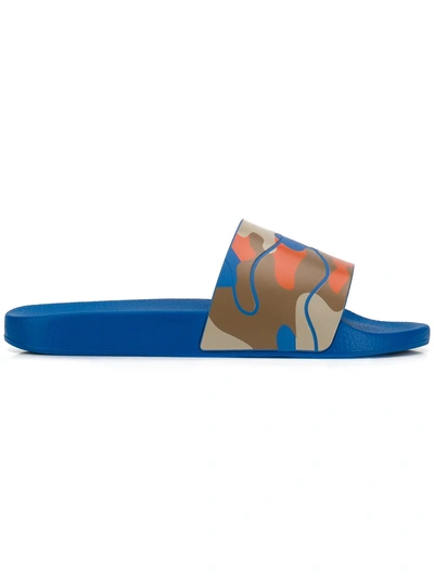 Valentino Garavani Camouflage Slide Sandal In Dark Blue