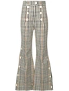 A.W.A.K.E. GINGHAM CHECK FLARED TROUSERS