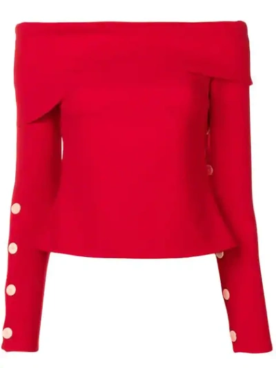 A.w.a.k.e. Off-shoulder Button Top In Red