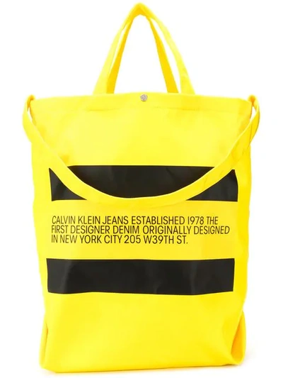 Calvin Klein Jeans Est.1978 Calvin Klein Jeans Est. 1978 Yellow Logo Tote In 700 Yel/blk