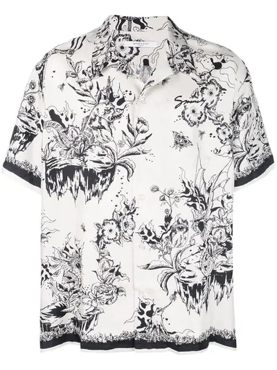 Givenchy Monster Print Hawaiian Shirt In White