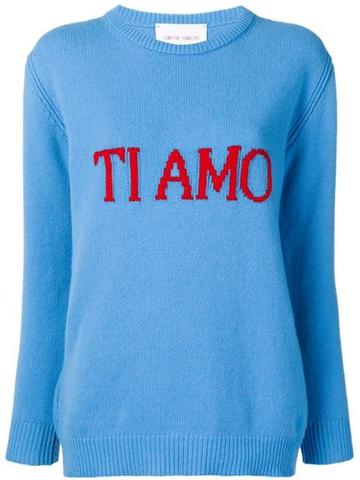 Alberta Ferretti Ti Amo Wool Intarsia Jumper In Blue